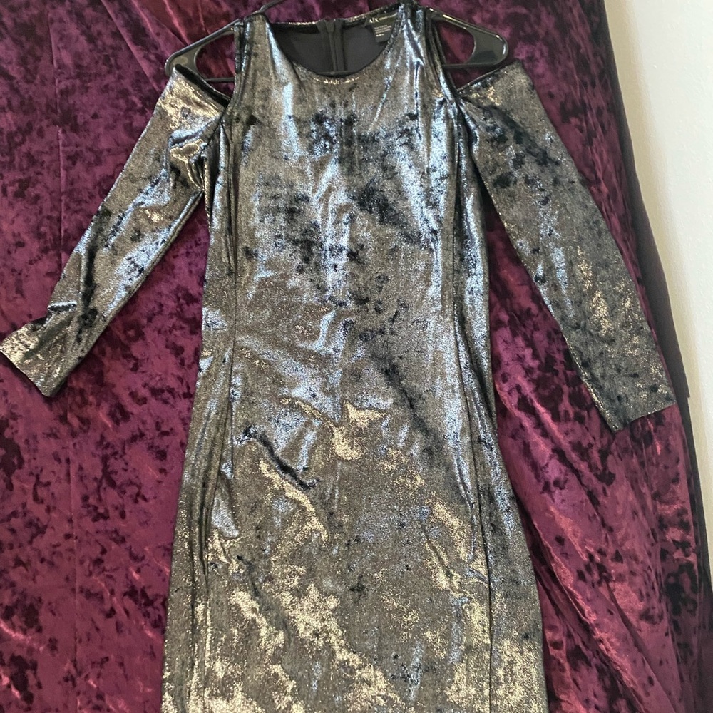 Elegant Metallic Velvet Dress